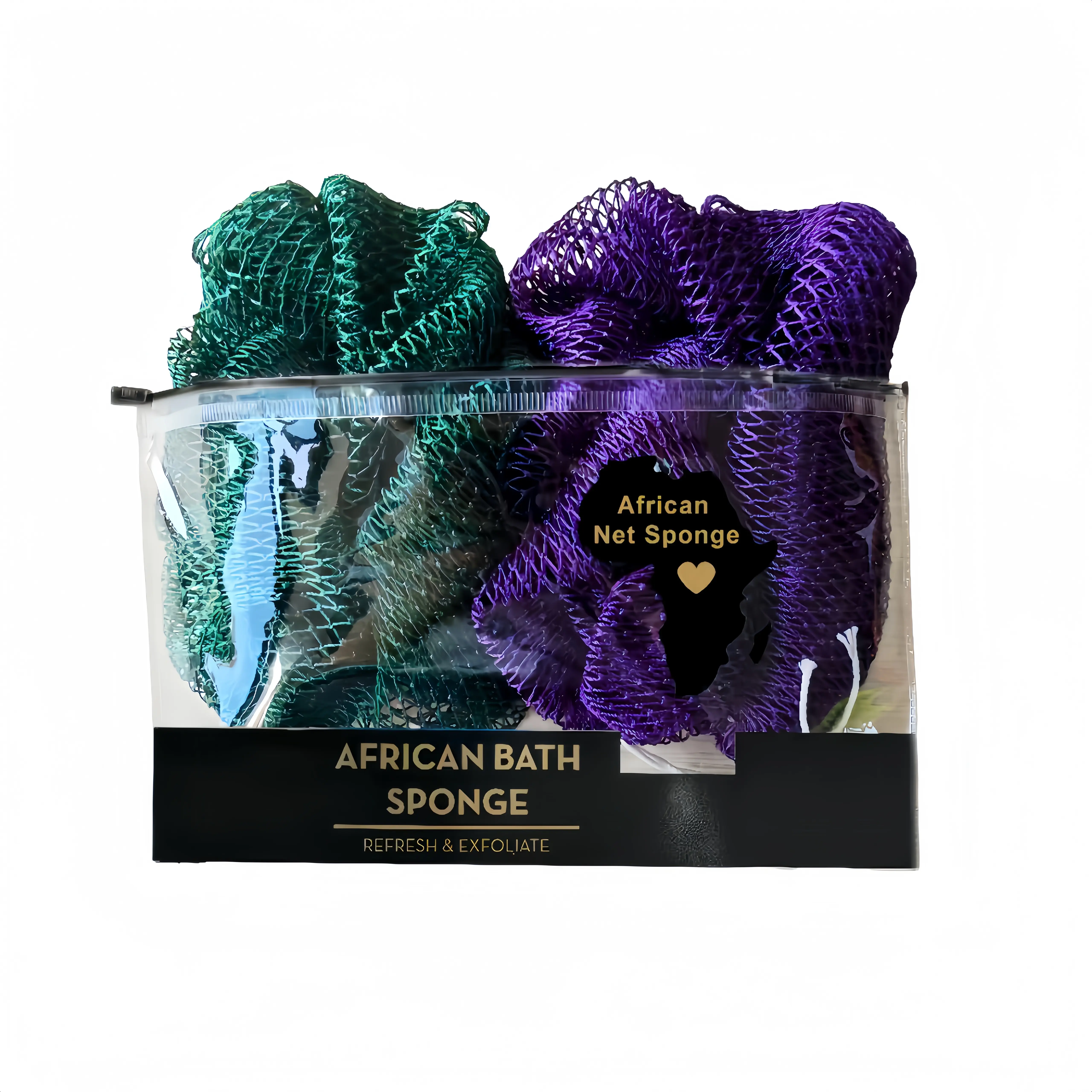 2-Piece African Net Exfoliating Bath Towel Set, Gentle Scrub Mesh Sponge, Long Quick-Drying Synthetic Yarn, Oily Skin Safe, Smooth Personal Care Gift, Gym Bathing Accessory