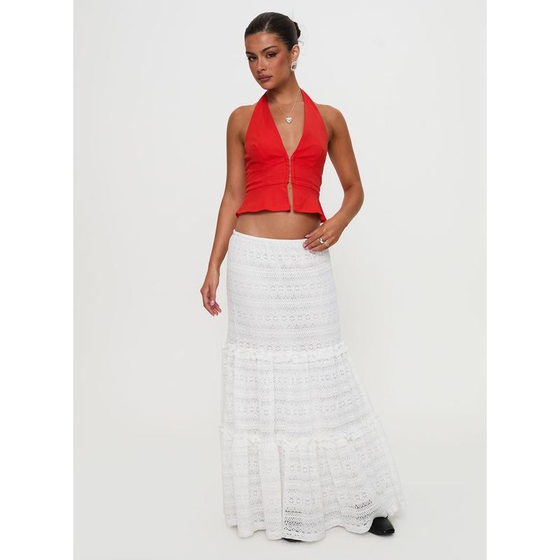 Buttacupe Lace Maxi Skirt White