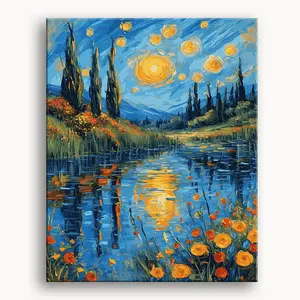 Van Gogh Lake View Series 16"x20" inch Paint by Numbers Kit DIY Painting Coloring Toys Canvas Art for Relaxation and Entertainment Activities