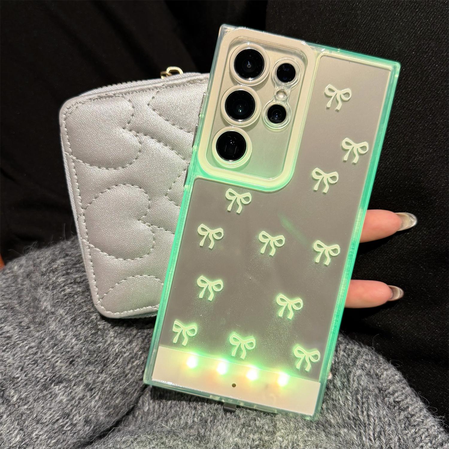 Light up Phone Case for Samsung Galaxy S26 s25 s24 Ultra Plus, Vibrant LED Bowknot Phone Case, Built-in LED Colorful Glowing Cell Phone Cover