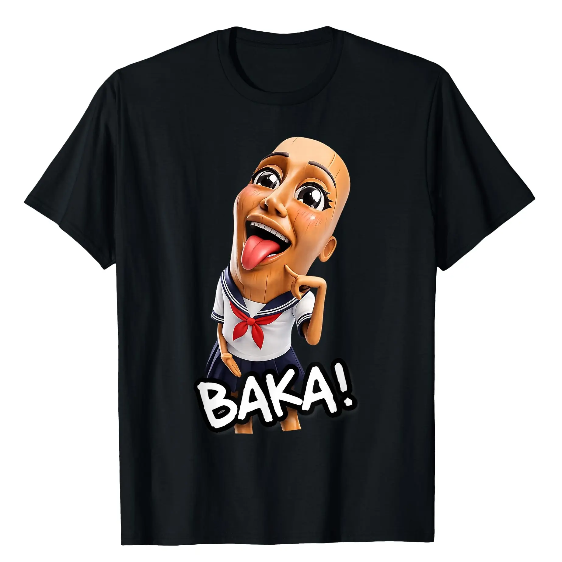 "BAKA!" TUNG TUNG TUNG SAHUR Meme T-Shirt, Funny Anime Style Graphic Tee, Viral Cartoon Character Shirt, Kawaii Unisex Streetwear Top