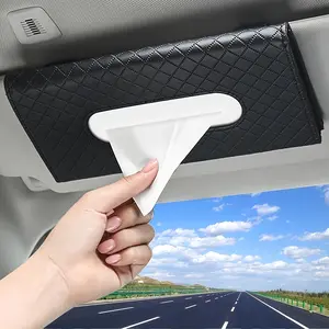 Minimalist Style Leather Car Sun Visor Tissue Box Hanging Tissue Holder and Mask Organizer Universal Sun Visor Accessory Compatible with Most Vehicle Models
