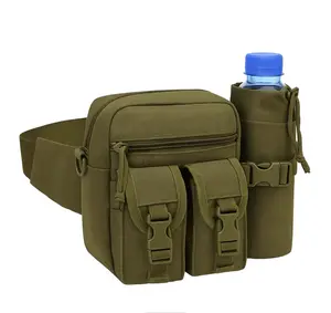 Heavy-Duty Tactical Waist Bag with Water Bottle Holder – Outdoor Hiking Utility Pack for Men & Women with Multiple Compartments & Adjustable Strap