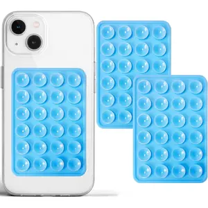 2 Pack  Suction Phone Case Adhesive Mount,  Grip Holder for Selfies and Videos, Hands-Free Sticky Phone Grip for  and Android, 2.17" x 3.15" (Blue)