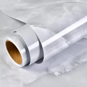 16" x 32.8ft Gray Marble Contact Paper – Peel and Stick Waterproof Wallpaper, Removable, Renter-Friendly for Kitchen and Home Use