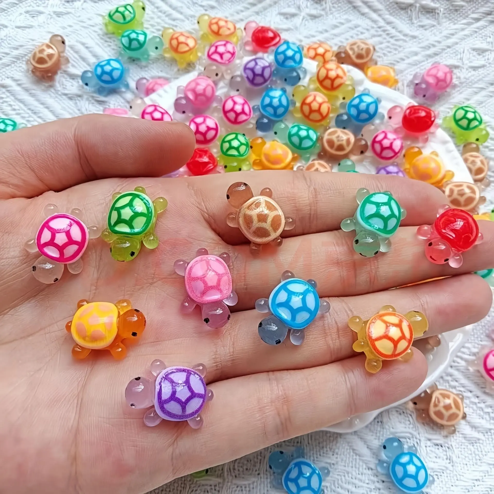 50pcs Glow-in-the-Dark 3D Turtle Toys - Assorted Colors, Fun DIY Craft Supplies for Party Favors, Gifts, and Creative Play, Creative Play Toys | Playful Design | Colorful Plastic, Resin Animal Sculptures, Resin Ornament Set, Animal Figurines