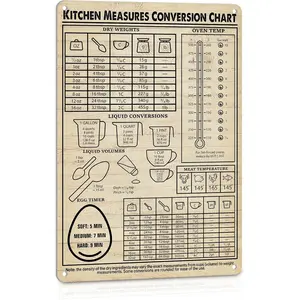 Kitchen Conversion Chart Signs for Vintage Kitchen Wall Decor Baking Supplies Accessories for Bakers Cooking Lovers Guide Bakery Decoration Metal signs 12x8 Inches