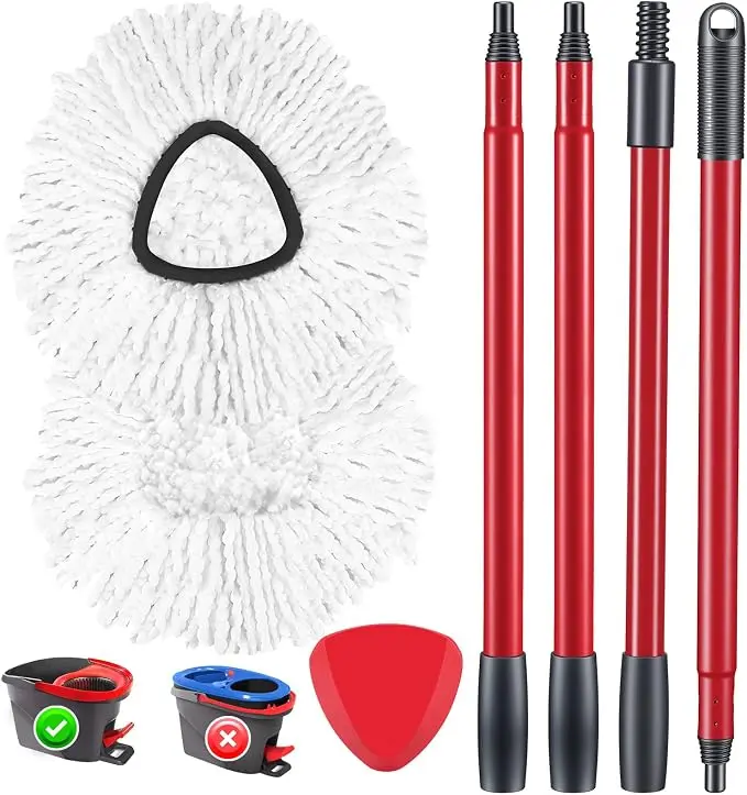 Spin Mop Replacement Heads – 100% Microfiber Mop Refills Compatible with O-Cedar Easy Wring 1-Tank System
