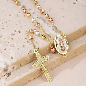 Catholic Rosaries necklace  and bracelet sell separate 14K Gold plated.   beautifull  and elegants