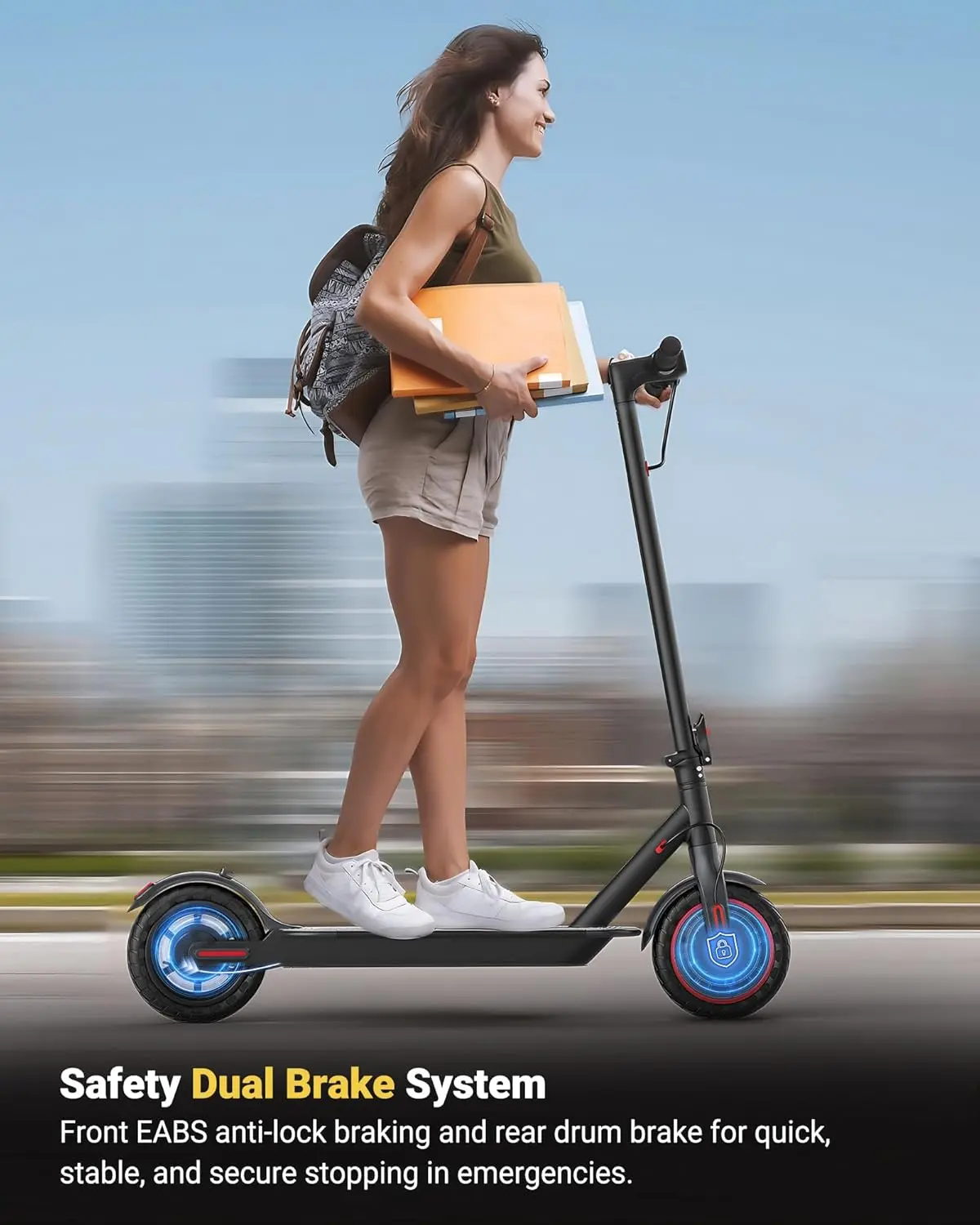 B MAXSHOT Electric Scooter for Adults, 8.5/10/14" Tires,19/22Mph, 350W/500W Motor, 21-28 Miles Range,Folding E-Scooter with Dual Suspension,APP