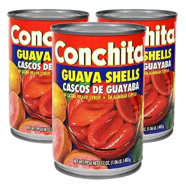 Conchita Canned Guava Fruit Shells in Syrup - 16 oz, Pack of 3, Ambient Pantry Grocery Item, Sweet Dessert Ingredient for Cuban Flan, Ice Cream Topping