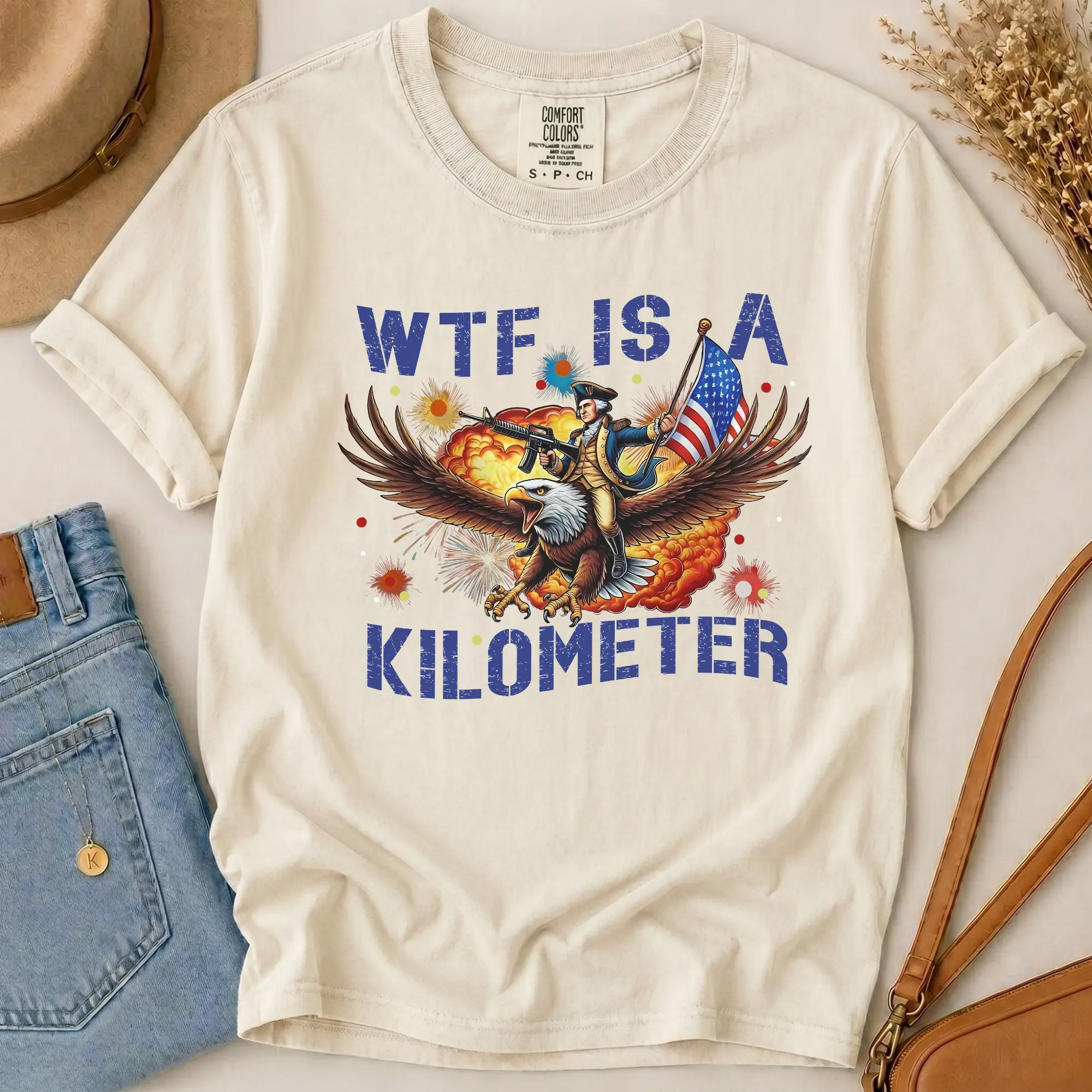 WTF Is A Kilometer Comfort Colors Shirt - 4th Of July Shirt, Founding Father Tee, Independence Day Gift, USA Meme Tee, Patriotic Unisex Crewneck Tee For Her For Him