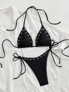 New Metal Buckle Sexy Bikini Set Swimsuit, Stylish Swimwear for Women, Perfect Beach Wear, Comfortable & Trendy Design