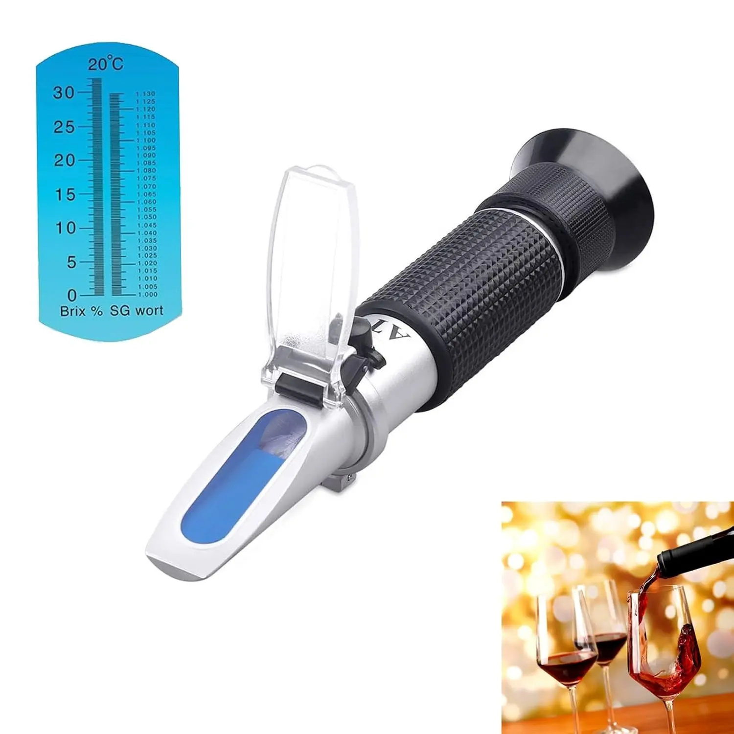 Refractometer with ATC - Portable Digital Meter for Beer and Wine Brewing, Dual Scale Brix 0-32% and Specific Gravity 1.000-1.130