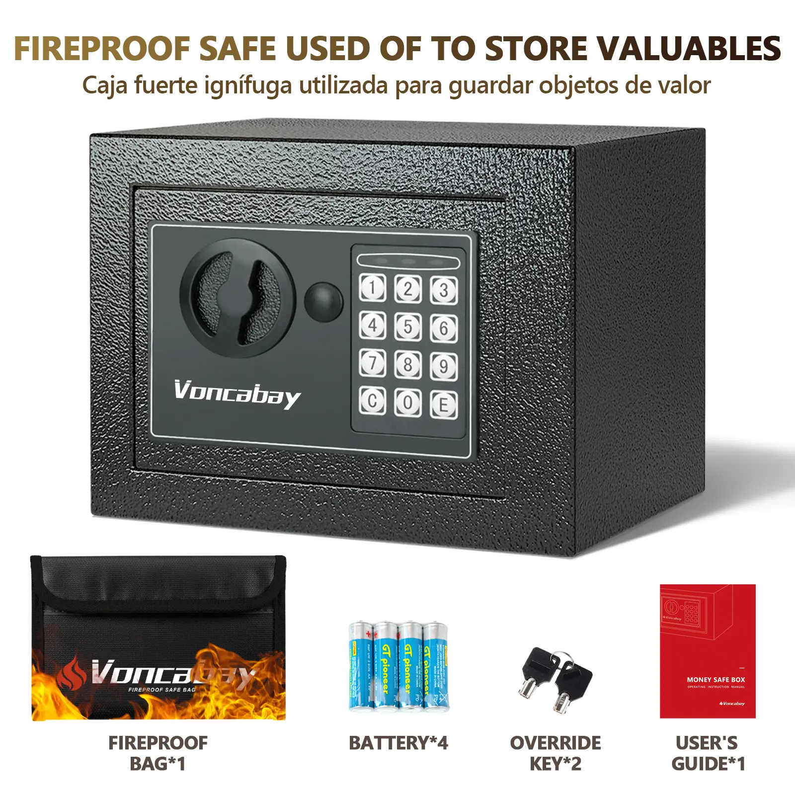 【Voncabay Mini Safe】0.23 Cubic Feet of Compact Security! 6.5"D x 9"W x 6.6"H – Perfect for Protecting Your Valuables box office hotel home