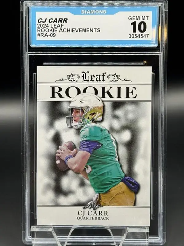 2024 Leaf Rookie Achievements Football Card #RA-09 CJ Carr Notre Dame Graded GEM MINT 10