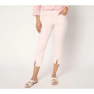 QVC Belle by Kim Gravel Women's Tall Ponte Seamed, Slit, Polished Cropped Pants QVC Belle by Kim Gravel Women's Tall Ponte Seamed, Slit, Polished Cropped Pants