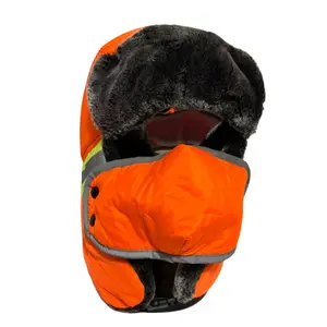 Construction Winter Hats for Women Men Trapper Ushanka Hat with Ear Flaps Warm Fur Fuzzy Russian Bomber Hats for Cold Weather