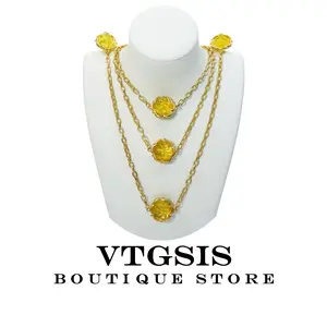 Opulent Multi-Strand Gold Chain: Dazzling Golden Blossom Accents. Effortlessly Retro Glam for Office to Evening. Become the Muse, Bloom in Vintage Splendor!