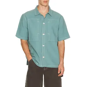 STAN RAY Short Sleeve Painter Shirt in Brittany Blue Canvas