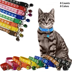 Adjustable Colorful Bell Collar for Dogs and Cats, Stylish Paw Print Design for Pet Safety, Ideal Christmas Gift Idea