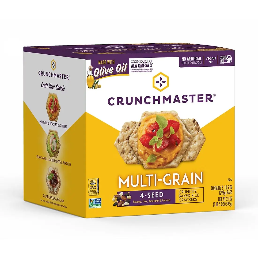 Crunchmaster Multi-Grain Crunchy Baked Rice Cracker 4-Seed, 21 oz.