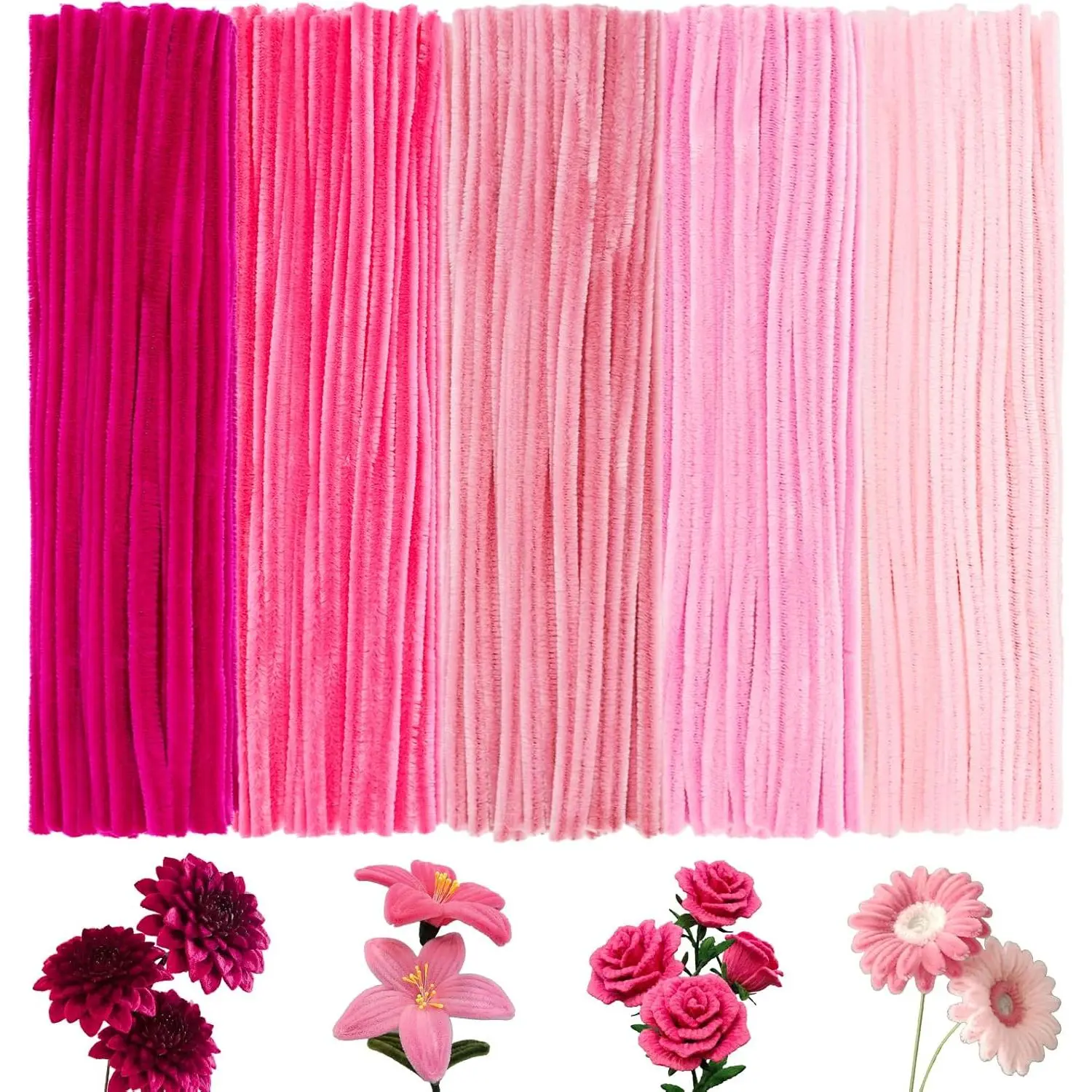 500 count  Pipe Cleaners for Crafts  Bulk 8mm Thick 12 inch Long, Pipecleaners Chenille Stems Fuzzy Sticks Wire Tiges Chenilles for  Craft Supplies (Gradient )