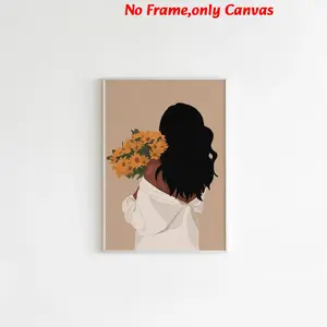 1 pc, wall art, black art poster, black art, black women art, african american art, black girl art, modern wall art, trendy floral art, Flower, bohemian wall art, living room decor, dining room decor, kitchen decor, unframed