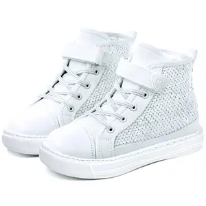 White sequin design sneakers, fashionable flat sneakers, suitable for both boys and girls, shiny casual sneakers, suitable for daily wear, children's sports training shoes, a must-have shoe for the school season, the best gift for children