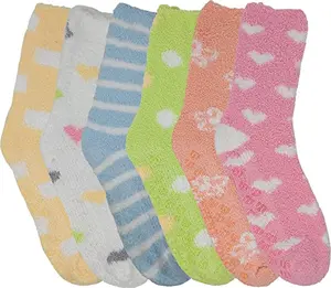 Non-Slip Hospital Slipper Socks for Women – Cozy Fuzzy Grip Socks (6 Pairs)