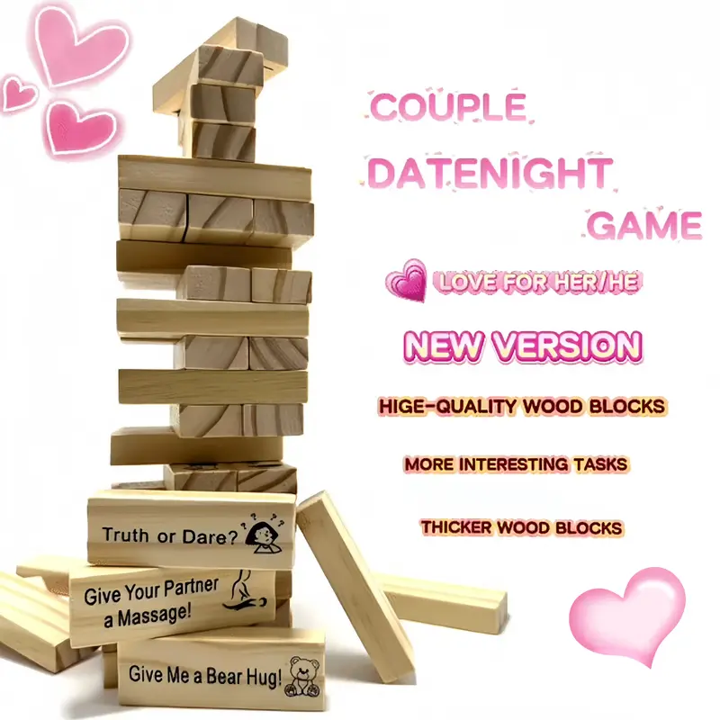 JajoiiToy Wooden Stacking Building Blocks - Durable Wood, Smooth Edges, Stack-Tower Fun Tumble Tower Blocks, Family Fun Game for Bonding, Festive Party Supplies, TikTokShopBlackFriday