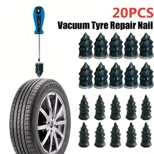 Universal 20-Pack Tire Repair Seal Stud Kit with Installation Tool - Suitable for Car, Motorcycle, Truck, Scooter Rubber Puncture Repair Plug - Quick and Easy Self-Help Tire Repair Accessories