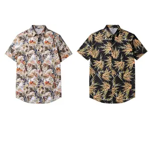 Men’s 2-Pack Luxurious Baroque Print Shirts — Short-Sleeve Button-Down Casual Printed Shirt with Gold Swirl Pattern Design, Suitable for Parties and Streetwear Menswear Top