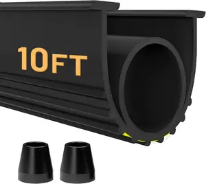 10 FT Garage Door Seals Bottom Rubber Seal, Buffering Garage Door Weather Stripping Replacement Kit, 5/16'' T-End and 2 End Plugs, Universal U+O Weatherproofing Seal (Black)