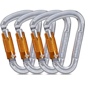 Auto Locking Rock Climbing Carabiner Clips, Heavy Duty Asymmetrical Carabiner Connector Used for Rappelling Rescue Outdoor Climbing, Mountaineer, Hammock, Camping