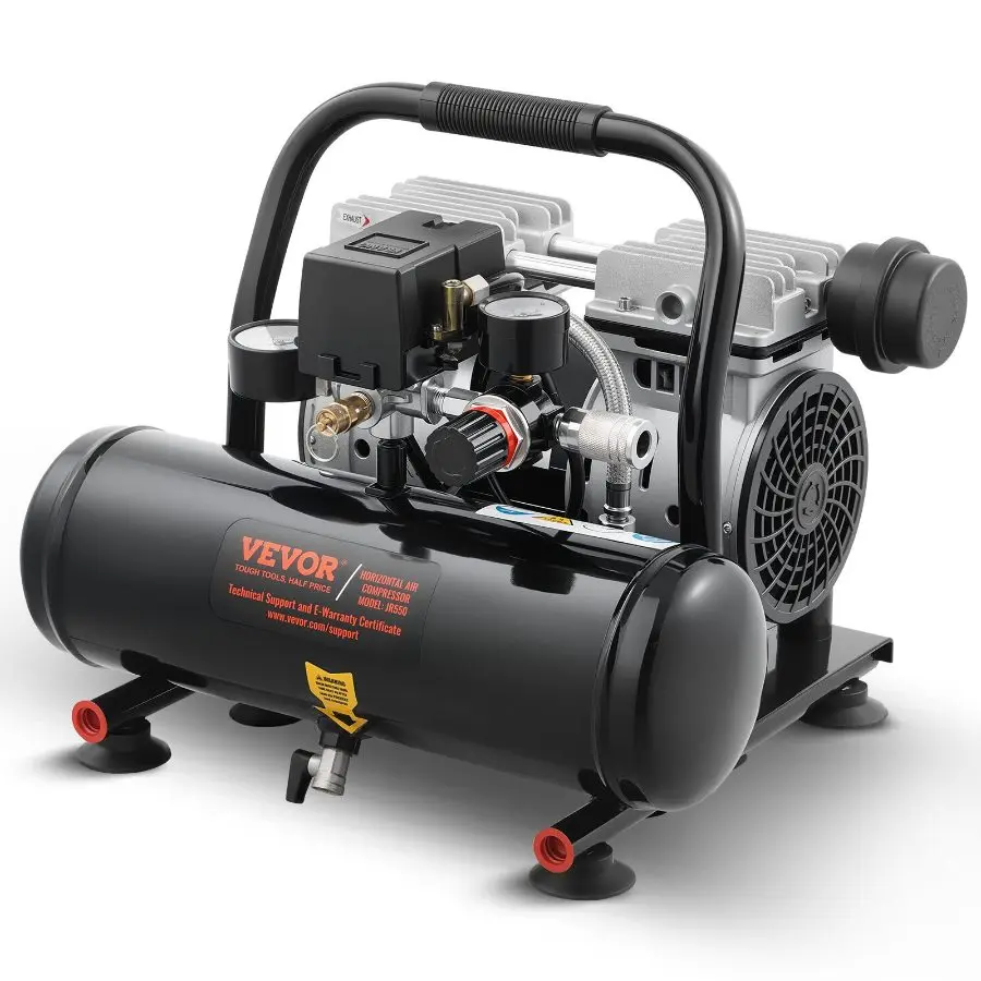 【DealsForYouDays】VEVOR Air Compressor, 1 Gallon Steel Tank, 1HP 1.5 CFM 90PSI Oil Free Air Compressor Max. 120PSI Pressure, 78dB Ultra Quiet Portable Compressor, for Auto Repair, Tire Inflation, Spray Painting