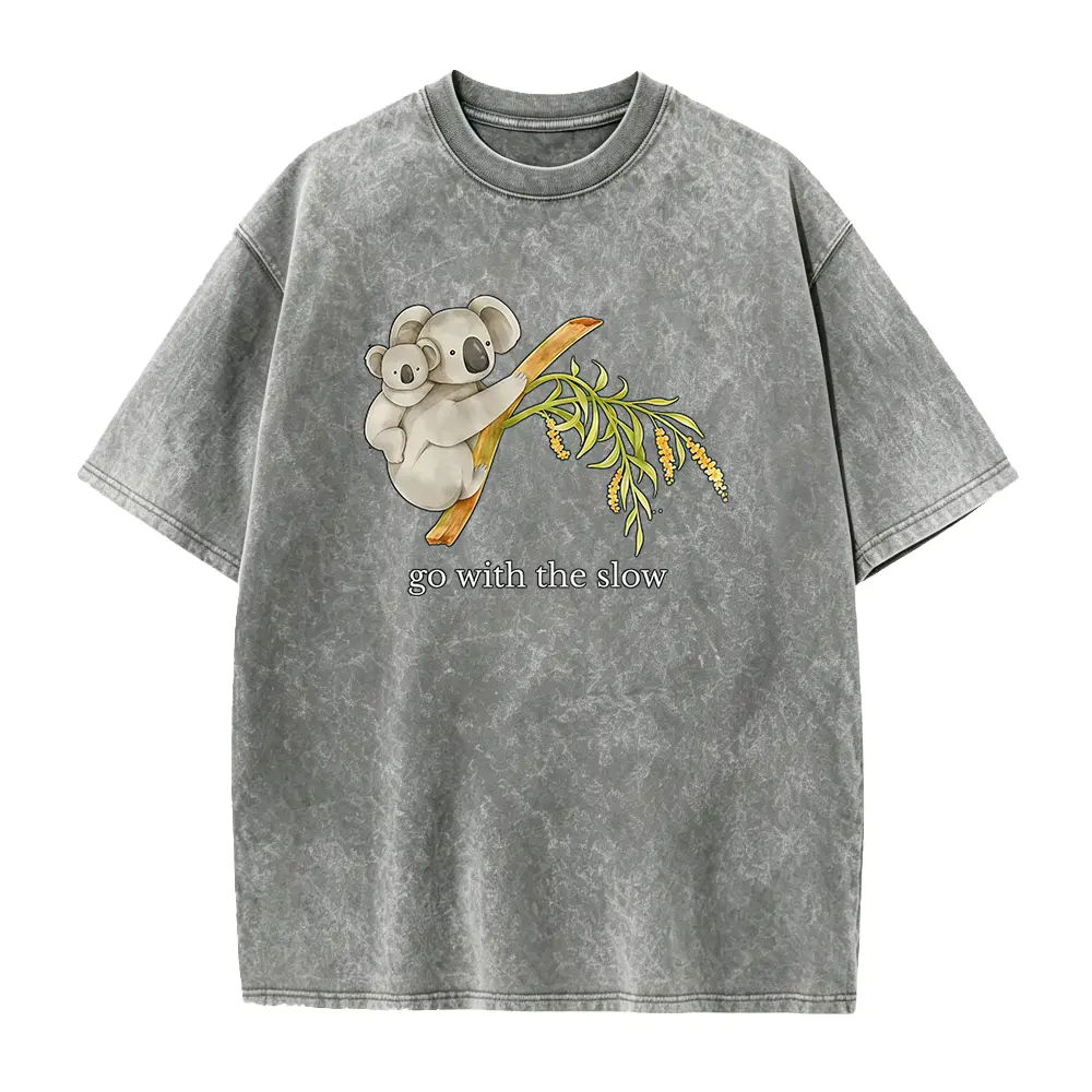 Women's Koala Graphic Cotton T-Shirt - Smooth, Seamless, Casual, Solid Top for Slow-Chill Aesthetic Outfits
