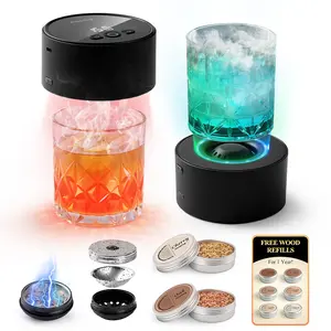 PockFog Butane-Free Electric Whiskey Smoker Kit with Built-in Lighter & 2 Wood Chips – Perfect Gifts for Men Dad Husband | Home Bar Accessories Detachable