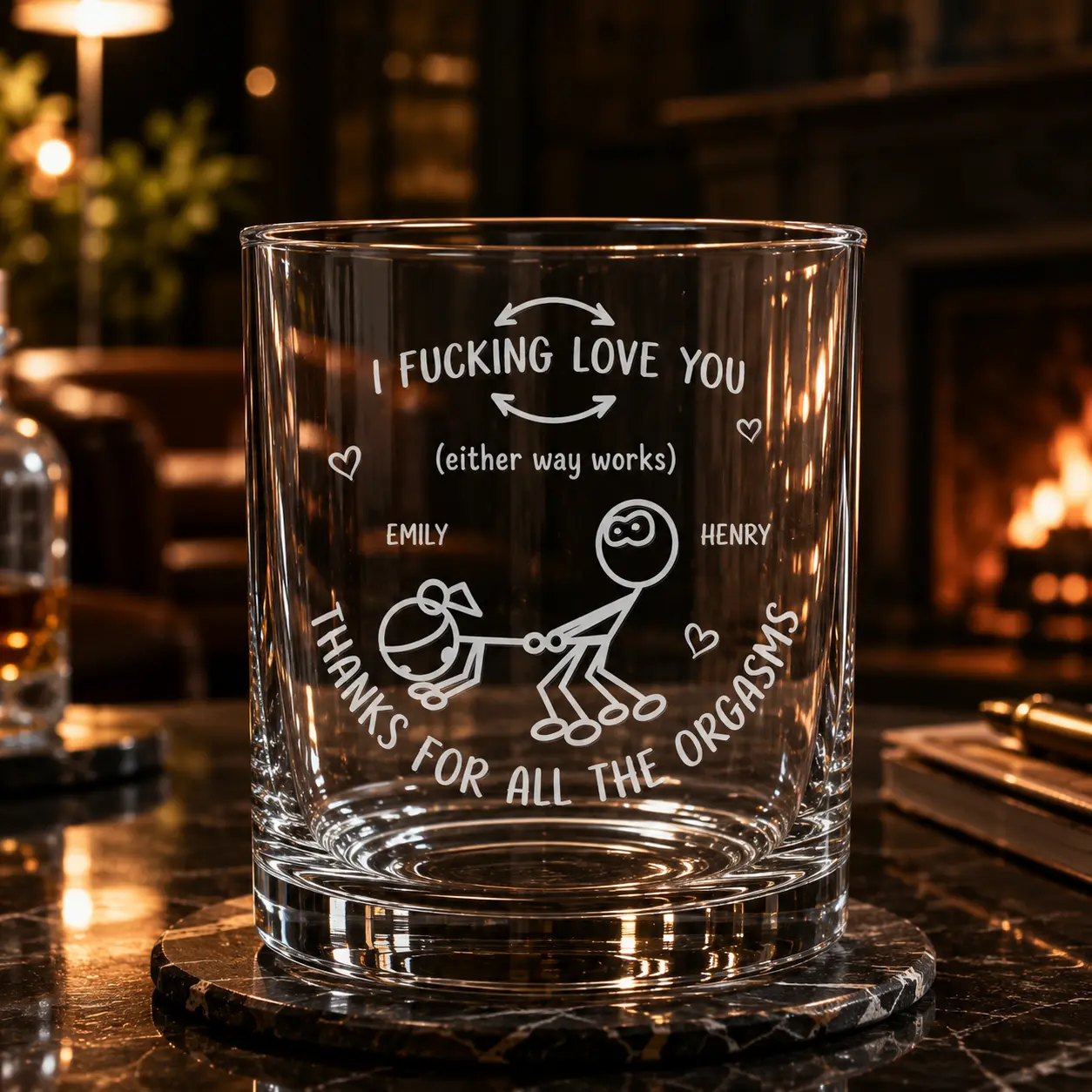 I F**king Love You, Custom Couple Whiskey Glass, Funny Adult Whiskey Glass, Romantic Whiskey Glass, Personalized Name Whiskey Glass, Anniversary Gift for Couples, Boyfriend Girlfriend Gift, Husband Wife Gift, Valentine's Day Gift Birthday Classic