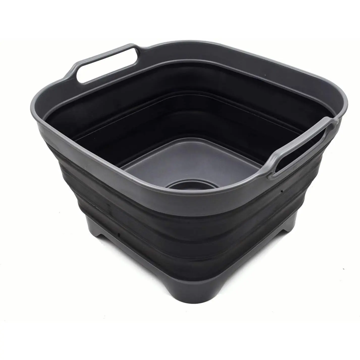 Collapsible Dishpan with Draining Plug - Foldable Washing Basin - Portable Dish Washing Tub - Space Saving Kitchen Storage Tray