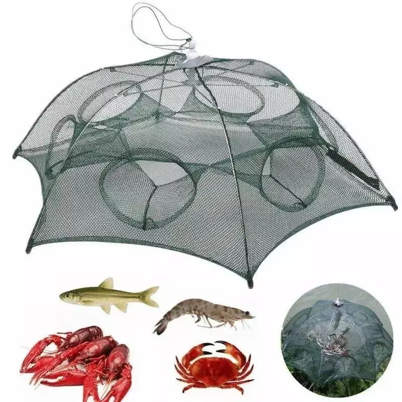 Fishing Bait Trap Crab Net Crawdad Shrimp Cast Dip Cage Fish Minnow Foldable Lot