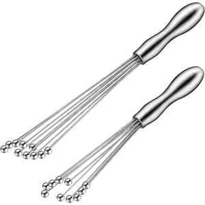 2 Pieces Stainless Steel Mini Ball Whisk 10-Inch and 12-Inch, Egg Beater Manual Mixer Whisk for Sauces Cream Cooking Blender