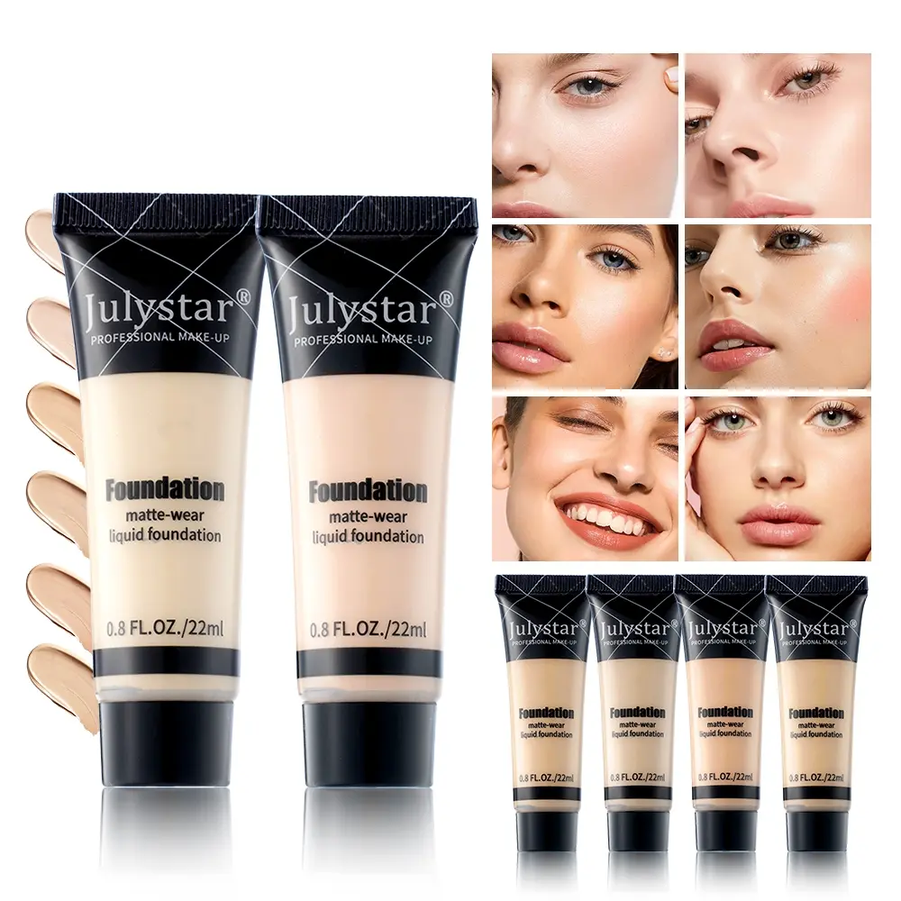 Full coverage liquid foundation, lasting matte makeup effect, oil control, waterproof, sweat proof, Lightweight Natural Look, light medium tone, natural luster effect suitable for all skin types, Cosmetics Products, Soft Matte Foundation