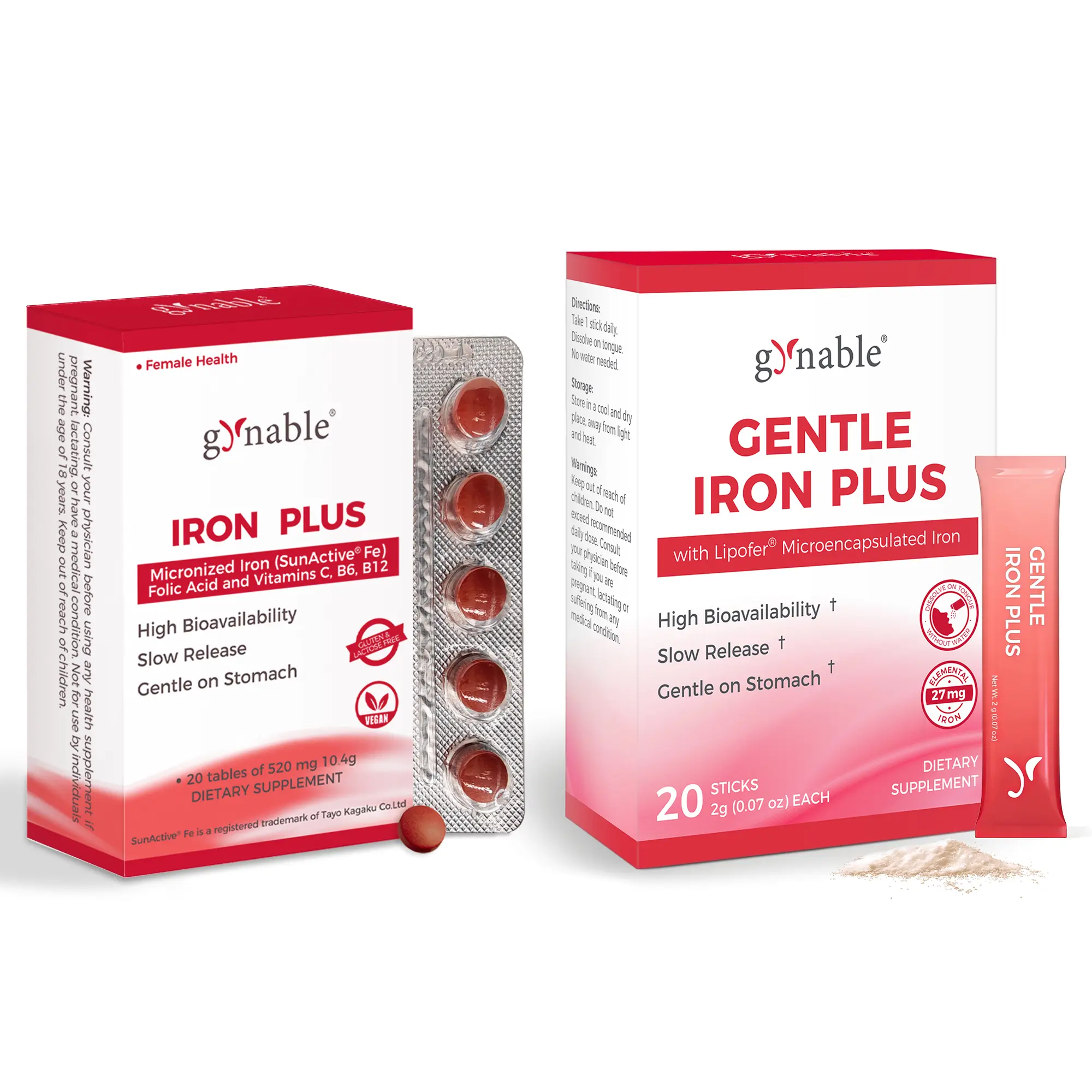Gynable Gentle Iron Supplement Series With Microencapsulated Slow-Release Iron | Mouth-Dispersible Powder 27mg & Pregnancy-Safe Tablets 18mg, High Absorption for Pregnancy, Lactation Women & Iron-Deficient Adults, Supports Blood Health summerwins