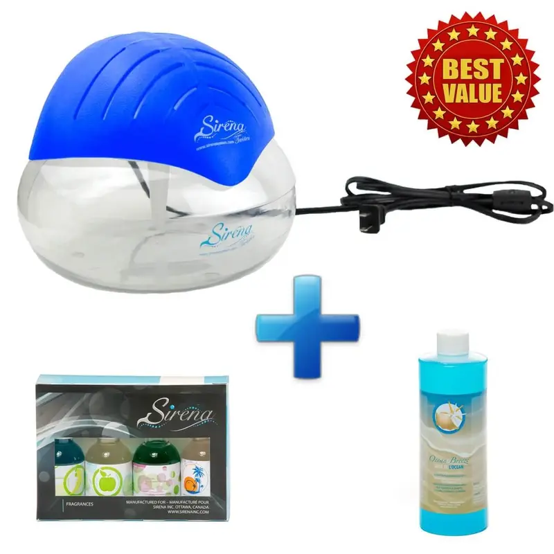 Sirena Twister Blue Original Water Purifier Premium Pack - 8x8x8in Tropical Fragrance Machine, Ocean Breeze Deodorizer, Fragrance Oils, Essential Oil Aroma Diffuser with LED Night Light, Eucalyptus Mist, 2.86 lbs, Ambiance-Adds for Home, Office