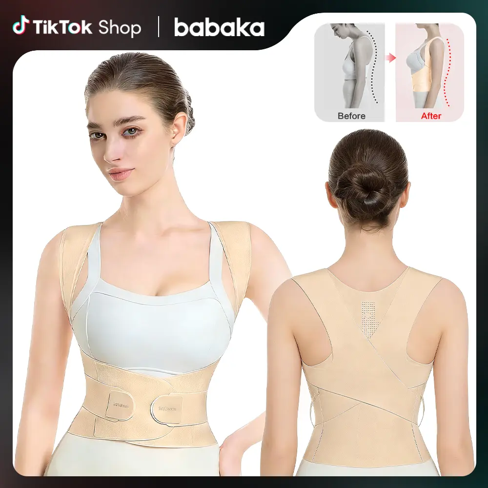 Babaka Invisible Lightweight Posture Corrector - Adjustable Strap Back Brace with 360-Degree Surround Wrapping for Upper/Lower Back Pain Relief, Hunchback, Scoliosis Support Under Clothes for Commuting, Going Out | TikTokShopBlackFriday Sports Support, He