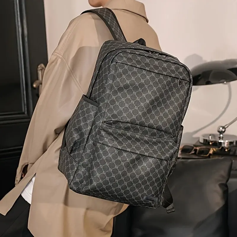 Luxury Floral Print Backpack Men Fashion Design Men's Backpacks Large-capacity Travel Bags PU Leather Backpack Male Schoolbag