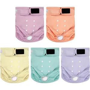 5 Pack Washable Female Dog Diapers,Reusable Diaper for Doggie,Highly Absorbent Dog Diaper,Adjustable Leakproof Puppy Diapers Skirt for Heat,Incontinence,Period Doggy Nappies