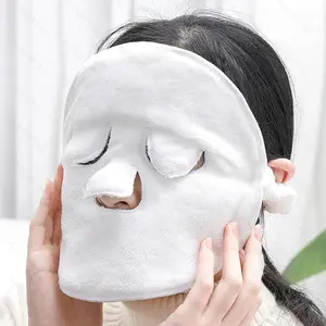 LMMAKE Premium Quality Face Steaming Towel 1 Pc Reusable Soft Fabric Mask with Headband for Cold Hot Compress & Moisturizing Beauty Care Spa Towels for Women Girls Skin Face Care