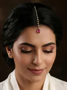 Women's Faux Pearl Chain Rhinestone Headband, Party Festival Unique Hair Accessory, Trendy Women's Jewelry, Indian Style